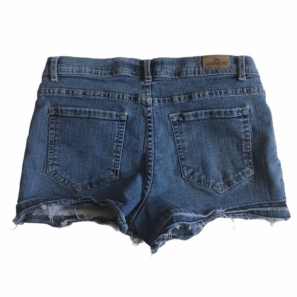 Jordache Floral Embroidered Distressed Hem Boho Denim Jean Shorts Girls Sz 16 - Picture 2 of 13